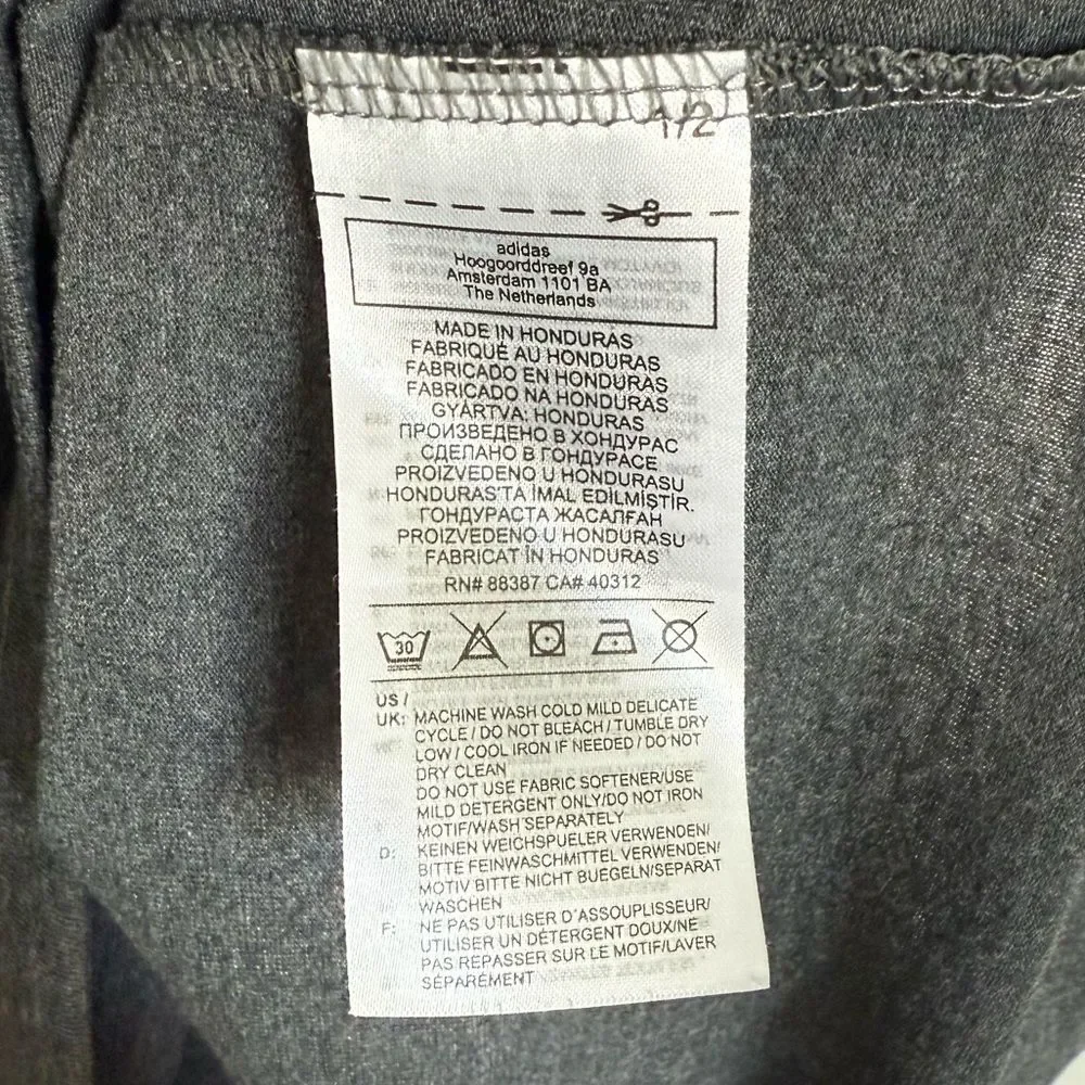 Adidas Grey Short Sleeve Workout Casual T-shirt Size Large